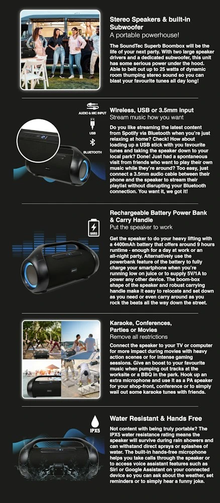 SoundTec Superb Boombox - Portable Outdoor Speaker For Camping & RV Adventures 7 SoundTec Superb Boombox - Portable Outdoor Speaker For Camping & RV Adventures - Image 7