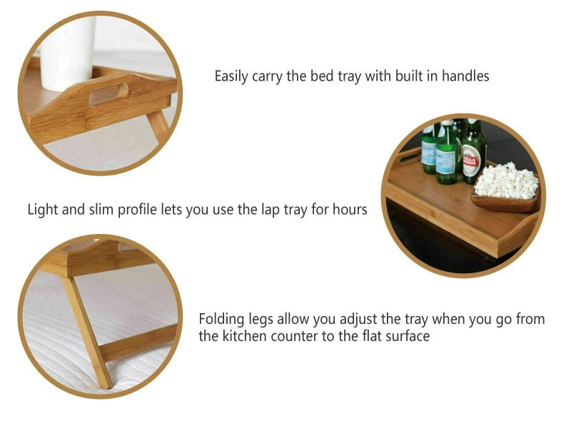 Bamboo Bed Table Breakfast/Snack Serving Tray TV Food Stand With Foldable Legs 18 Bamboo Bed Table Breakfast/Snack Serving Tray TV Food Stand With Foldable Legs - Image 18