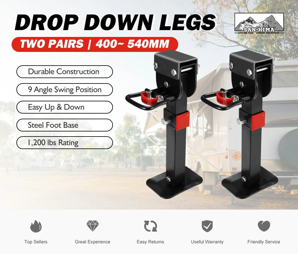 4x 400mm Corner Legs Drop Down W/Handle Steel Base 1200LBS 2 4x 400mm Corner Legs Drop Down W/Handle Steel Base 1200LBS - Image 2