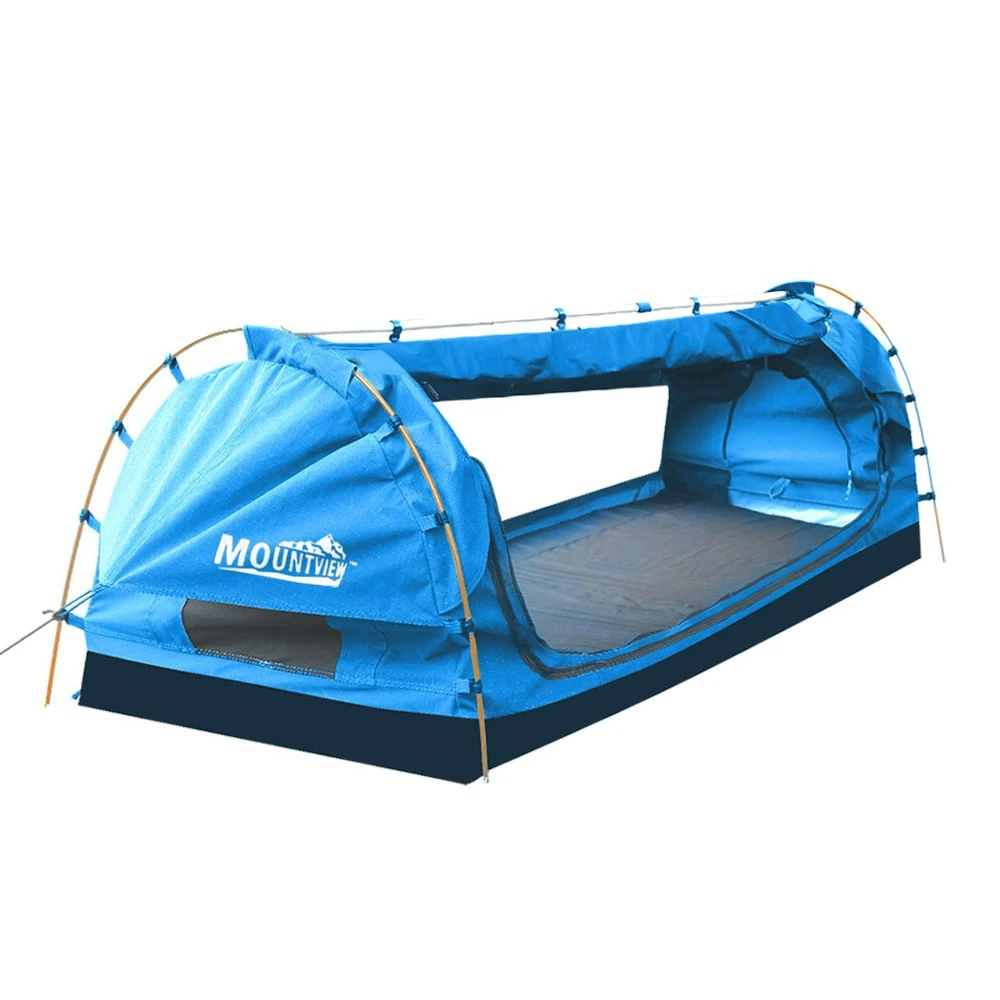 Mountview King Single Swag Camping Swags Canvas Dome Tent Free Standing Navy 2 Mountview King Single Swag Camping Swags Canvas Dome Tent Free Standing Navy - Image 2