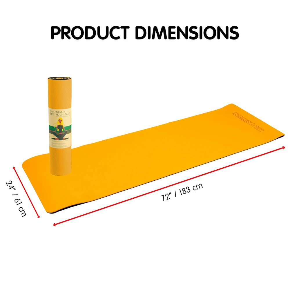 Powertrain Eco-Friendly TPE Pilates Exercise Yoga Mat 8mm - Orange 2 Powertrain Eco-Friendly TPE Pilates Exercise Yoga Mat 8mm - Orange - Image 2