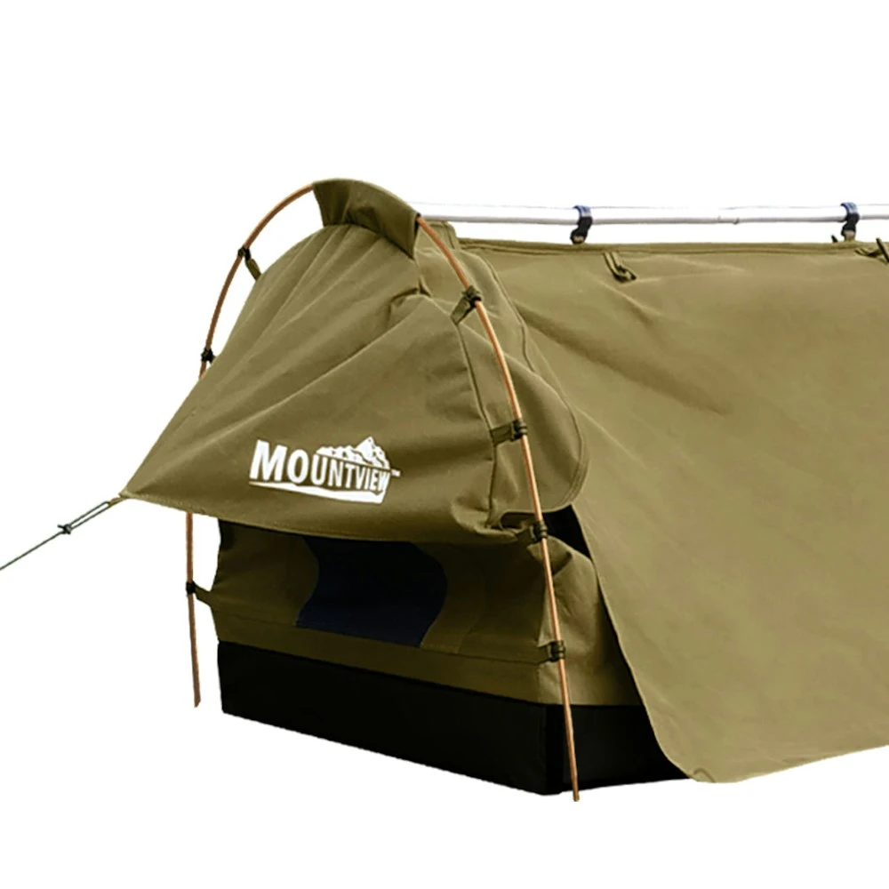 Mountview King Single Swag Camping Swags Canvas Dome Tent Free Standing Khaki 6 Mountview King Single Swag Camping Swags Canvas Dome Tent Free Standing Khaki - Image 6