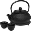 Avanti 800mL Hobnail Cast Iron Teapot Set Tea Brew - Black