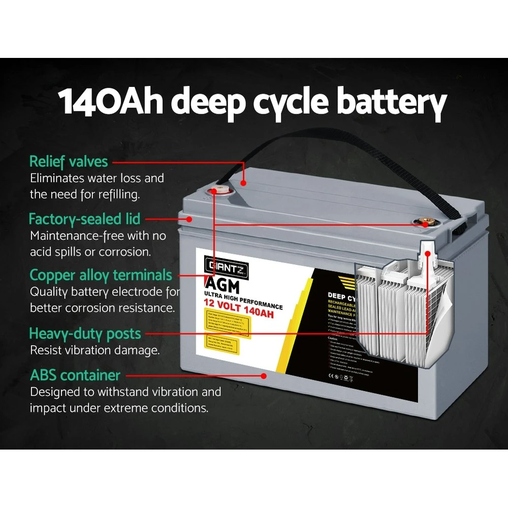 Giantz Deep Cycle Battery 140Ah 12V AGM Power Potable 4 Giantz Deep Cycle Battery 140Ah 12V AGM Power Potable - Image 4