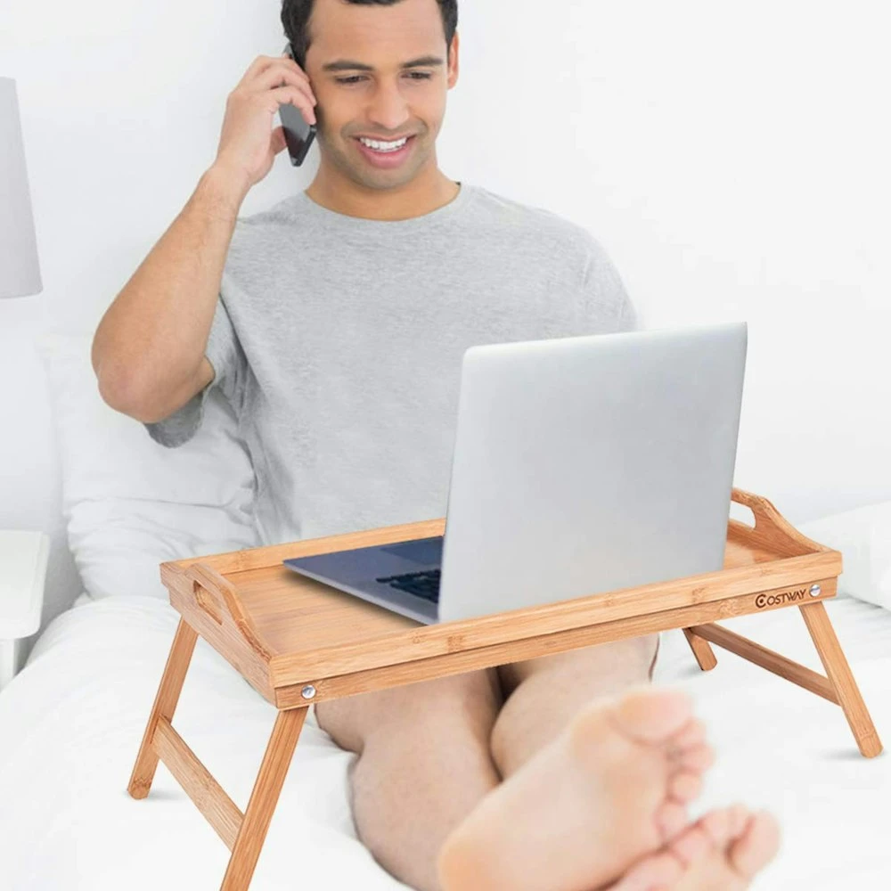 Bamboo Bed Table Breakfast/Snack Serving Tray TV Food Stand With Foldable Legs 15 Bamboo Bed Table Breakfast/Snack Serving Tray TV Food Stand With Foldable Legs - Image 15