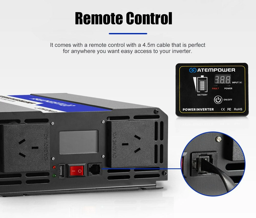 3000W-6000W Pure Sine Wave Power Inverter 12V To 240V Car Caravan Camping Boat 9 3000W-6000W Pure Sine Wave Power Inverter 12V To 240V Car Caravan Camping Boat - Image 9