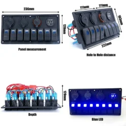 12V 24V 8 Gang LED Rocker Switch Panel USB Car Charger Boat Caravan -Outdoor Equipment Sales Shop lyLYT1SCGyOzCeuj sk ZTlco