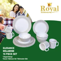 16 Piece Melamine Dinner Set Elegance