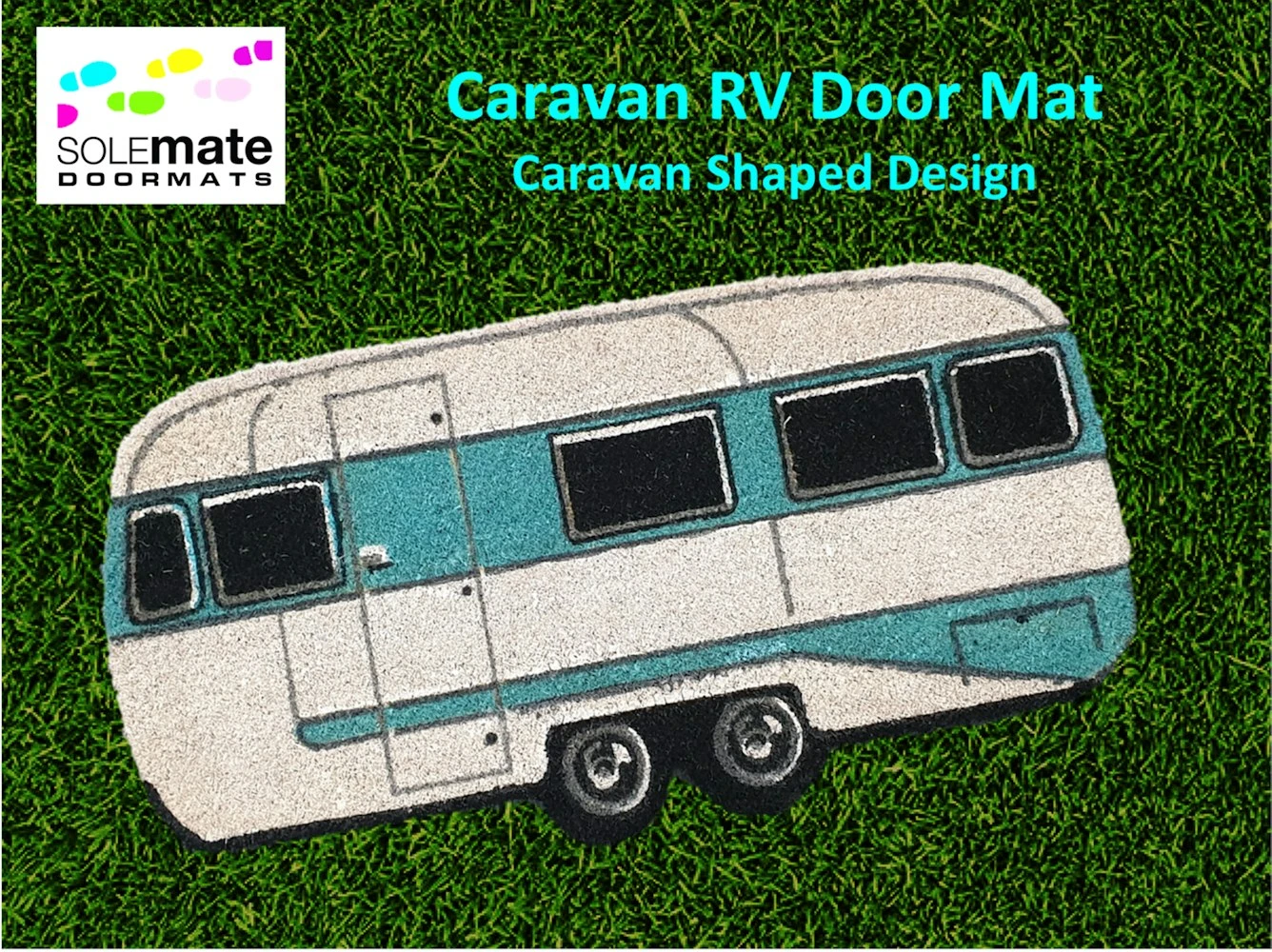 Caravan RV Door Mat - Caravan Shaped Design 1 Caravan RV Door Mat - Caravan Shaped Design
