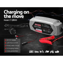 Giantz Car Smart Battery Charger 3.5A 12V 6V CT-3800 Automatic SLA AGM 9 Giantz Car Smart Battery Charger 3.5A 12V 6V CT-3800 Automatic SLA AGM -Outdoor Equipment Sales Shop quwW6R5 DxW JfmjGEijysZSE