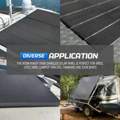 Atem Power 200W 12V Solar Panel Kit Mono Shingled Fixed + Solar Mounting Brackets -Outdoor Equipment Sales Shop r5TwnPR wm9p3IRu Rk13wGM4