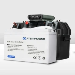 Atem Power 135Ah 12V AGM Deep Cycle Battery + 12V 20A DC To DC Battery Charger + Battery Box