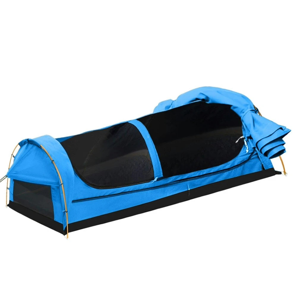 Mountview King Single Swag Camping Swags Canvas Dome Tent Hiking Mattress Blue 2 Mountview King Single Swag Camping Swags Canvas Dome Tent Hiking Mattress Blue - Image 2