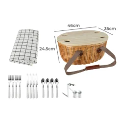 Traderight Group Picnic Basket Set Willow Baskets Outdoor Storage Foldable Insulated Bag 4Person -Outdoor Equipment Sales Shop uSBcIyCzaNbTywySeLldTNct4