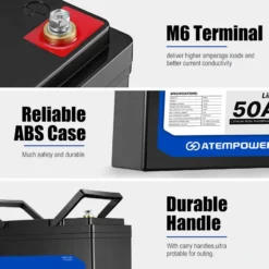 ATEMPOWER 12V 50Ah Lithium Battery LiFePO4 Deep Cycle Marine 4WD Replace AGM -Outdoor Equipment Sales Shop v1Cht 5Ea0rLnHqDoE PLkSIY