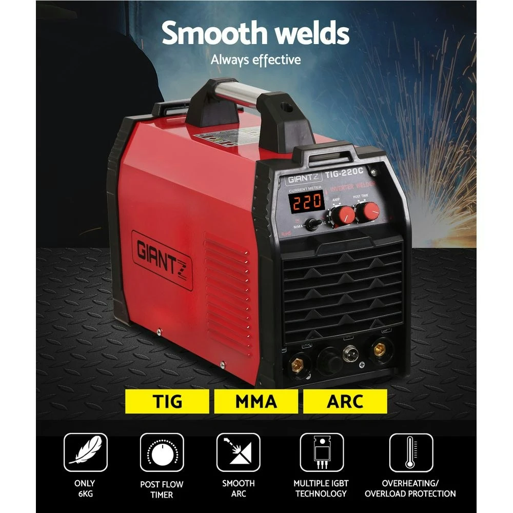 Giantz 220 Amp Stick Welder Inverter TIG MMA ARC DC Gas Welding Machine 15A Plug 4 Giantz 220 Amp Stick Welder Inverter TIG MMA ARC DC Gas Welding Machine 15A Plug - Image 4