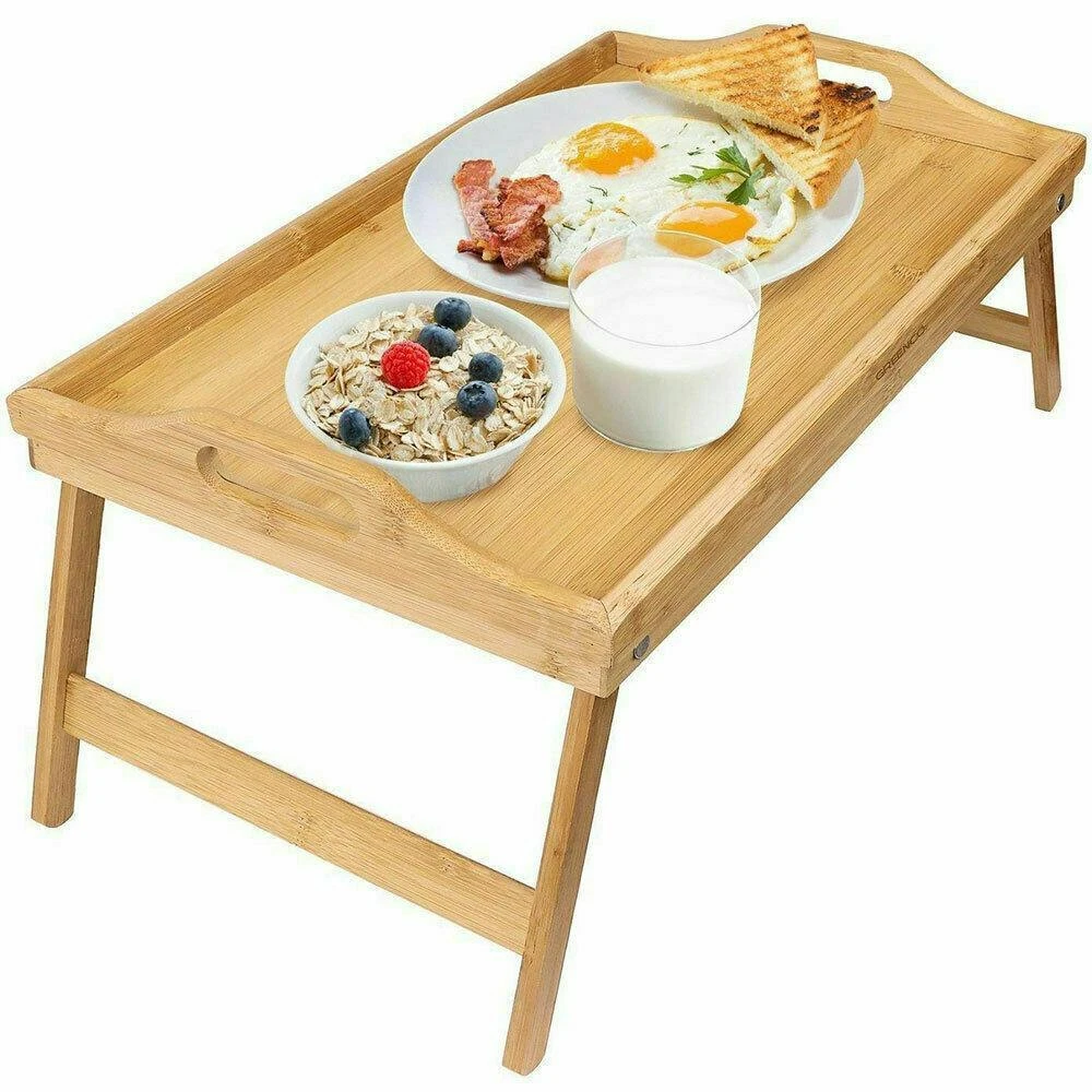 Bamboo Bed Table Breakfast/Snack Serving Tray TV Food Stand With Foldable Legs 8 Bamboo Bed Table Breakfast/Snack Serving Tray TV Food Stand With Foldable Legs - Image 8
