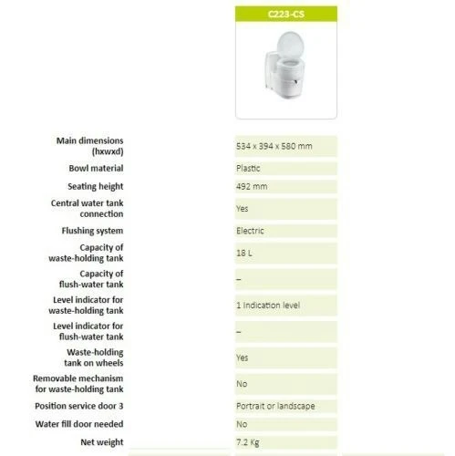 Thetford C223 Cassette Toilet 12volt Plastic Bowl Electric Swivel 3 Thetford C223 Cassette Toilet 12volt Plastic Bowl Electric Swivel - Image 3