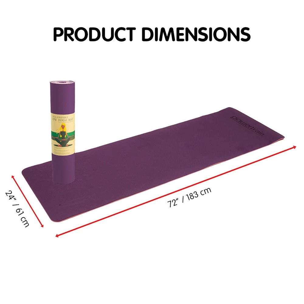 Powertrain Eco-Friendly TPE Pilates Exercise Yoga Mat 8mm - Dark Purple 5 Powertrain Eco-Friendly TPE Pilates Exercise Yoga Mat 8mm - Dark Purple - Image 5